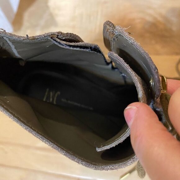 INC International Concepts beige suede leather upper SZ. 7.5 ankle bootie - Picture 7 of 9